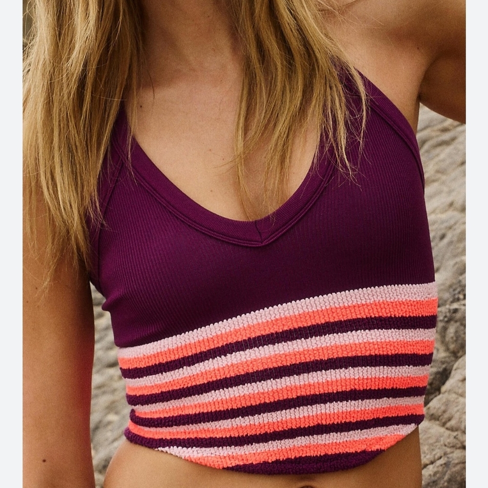 Free People Purple and Pink Striped Bandeau